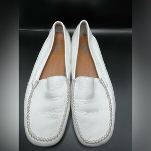 Nicole white leather slip on loafers